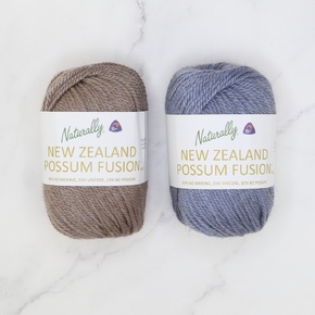 Eyelet Shawl Kit in NZ Possum Fusion: Walnut-Denim