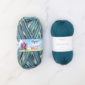 Botanic Shawl Yarn Kit: Wirbelwind 11472 Peacock