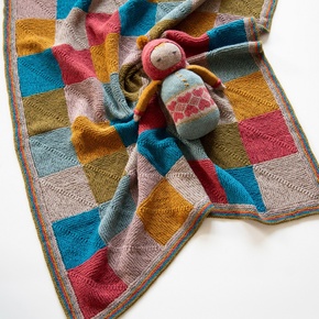K3057 Mitred Square Pram Coverlet & Snuggle Doll in Duna 4ply Pattern