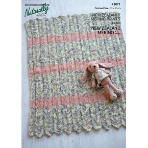 K3071 Baby Blanket and Bunny Toy Merino Prints Pattern