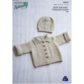 K3072 Child's Jacket & Hat in Possum Fusion 4ply Pattern