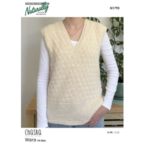 N1790 Gansey V Neck Vest Wara Pattern