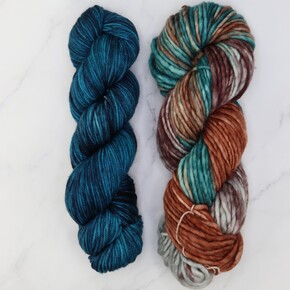 Tundra Scarf Kit in Fiori Grande + DK IV: Turkist Blue/Aegean