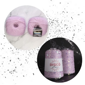 Sparkles Tee Yarn Set: Lavender Shimmer/Pink, sizes 6-7