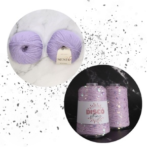 Sparkles Tee Yarn Set: Lavender Shimmer/Mauve, sizes 8-9
