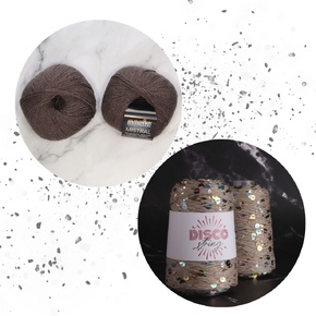 Sparkles Tee Yarn Set: Rainbow Sparkle/Brown, sizes 1-2