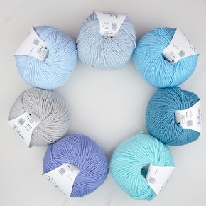 Baby Blanket Kit Knit/Crochet - Woollen : 8ply Blue Wave