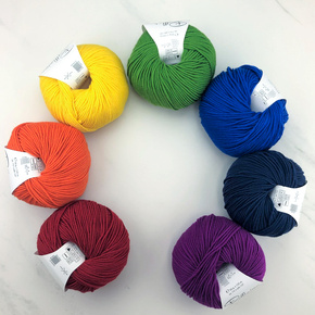 Baby Blanket Kit Knit/Crochet - Woollen : 8ply Rainbow