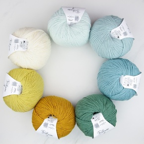Baby Blanket Kit Knit/Crochet - Woollen : 4ply Sage & Mustard
