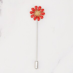 by Skein Sisters Shawl Pin - Enamel Daisy: Gerbera Red