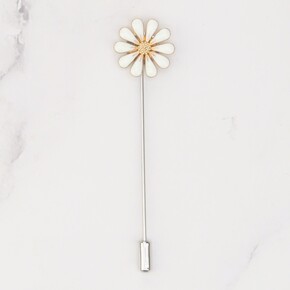 by Skein Sisters Shawl Pin - Enamel Daisy: Marguerite White