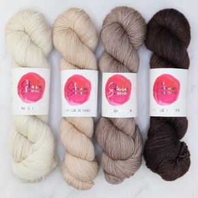 Skein Sisters Fabulous Sock 4 Skein Gradient Set: Cafe Latte A