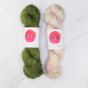 Westknits MKAL 2024 Go Go Dynamo Shawl Set in Fab Sock: Olive Romantic