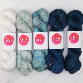 Glittering Snowscape Shawl Kit in Fabulous Sock: Salty A