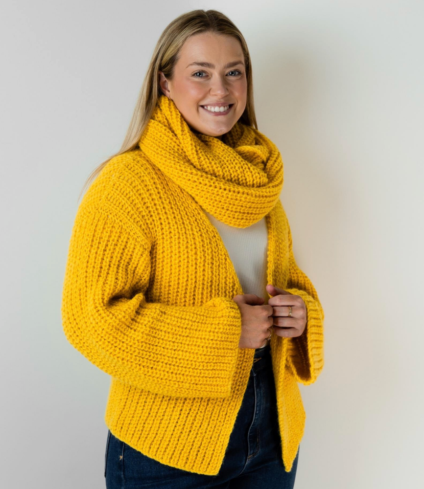 Rib Cardi and Cowl Pattern 1149 by Alpaca Yarns NZ