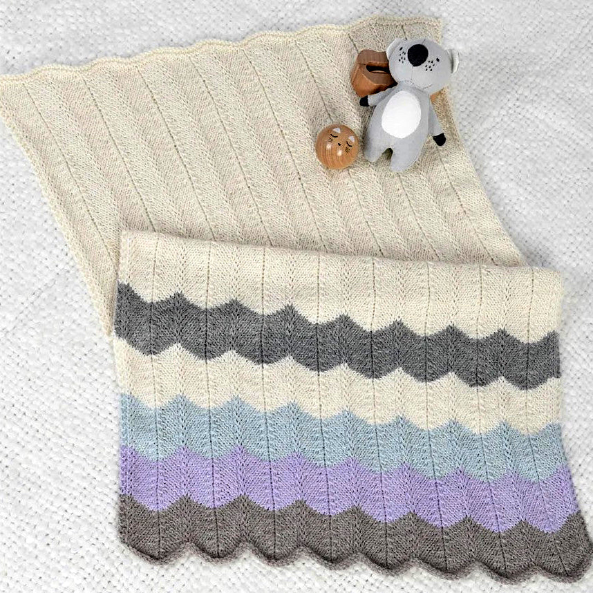 Zig Zag Baby Blanket Pattern 1542 by Alpaca Yarns NZ