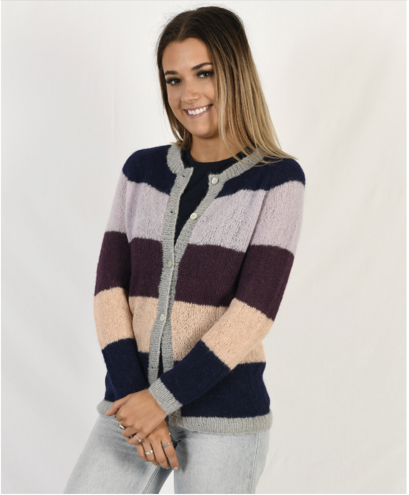 Indiecita Striped Cardigan Pattern 2124 by Alpaca Yarns NZ