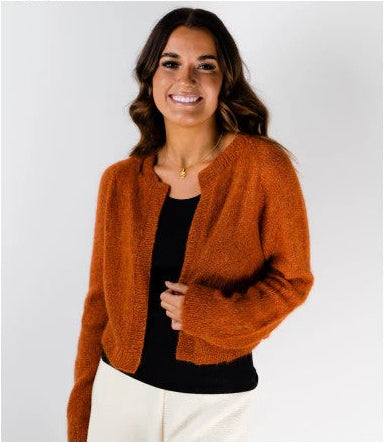Indiecita Suri Silk Cropped Cardigan Pattern 2127 by Alpaca Yarns NZ