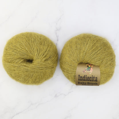 Alpaca Yarns Baby Brushed Alpaca 14ply in colourway Chartreuse 3578 – 14ply+ weight alpaca, acrylic yarn