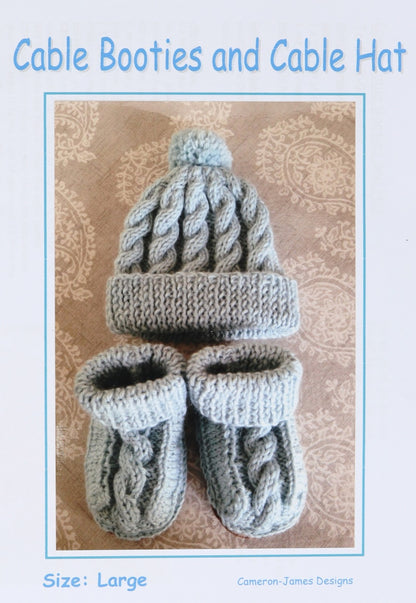 Cable Booties and Hat knitting kit – view 2