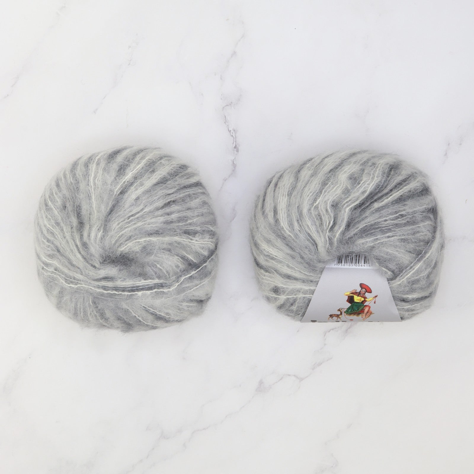 2120 Garter Wrap / Shawl kit in Indiecita Baby Suri Silk Brushed, colourway Multi Greys