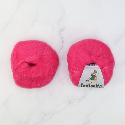 2120 Garter Wrap / Shawl kit in Indiecita Baby Suri Silk Brushed, colourway Bright Pink