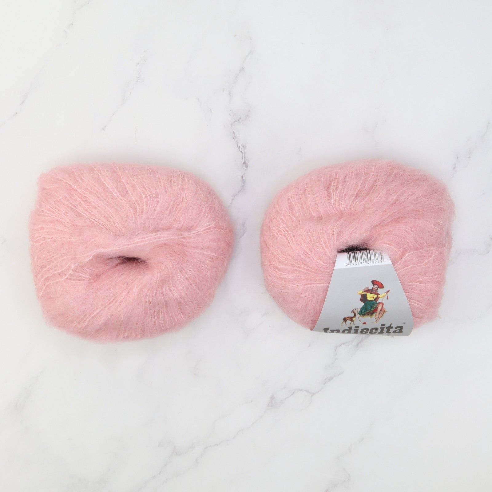 2120 Garter Wrap / Shawl kit in Indiecita Baby Suri Silk Brushed, colourway Pale Pink