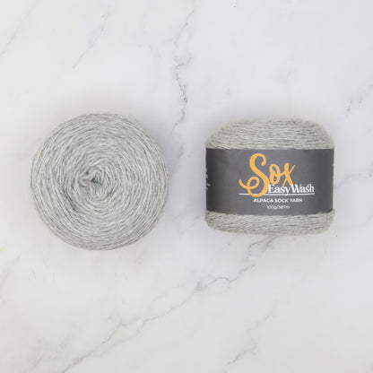 Alpaca Yarns Sox Easy Wash in colourway Silver – 4ply weight alpaca, nylon yarn