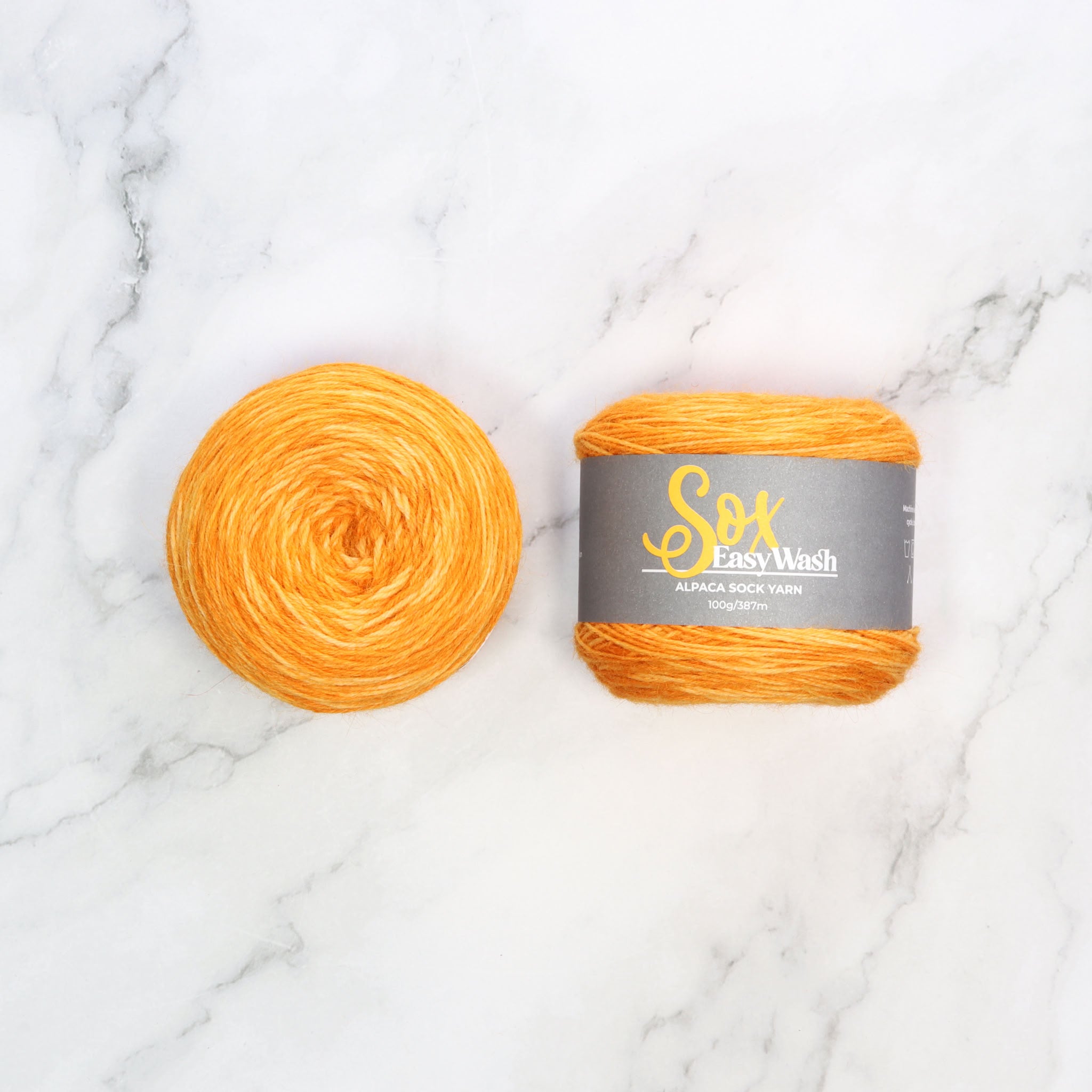 Alpaca Yarns Sox Easy Wash in colourway Neon Orange – 4ply weight alpaca, nylon yarn