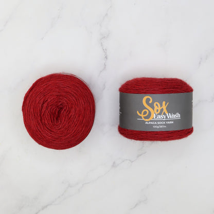 Alpaca Yarns Sox Easy Wash in colourway Red – 4ply weight alpaca, nylon yarn