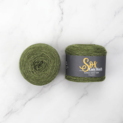 Alpaca Yarns Sox Easy Wash in colourway Moss – 4ply weight alpaca, nylon yarn
