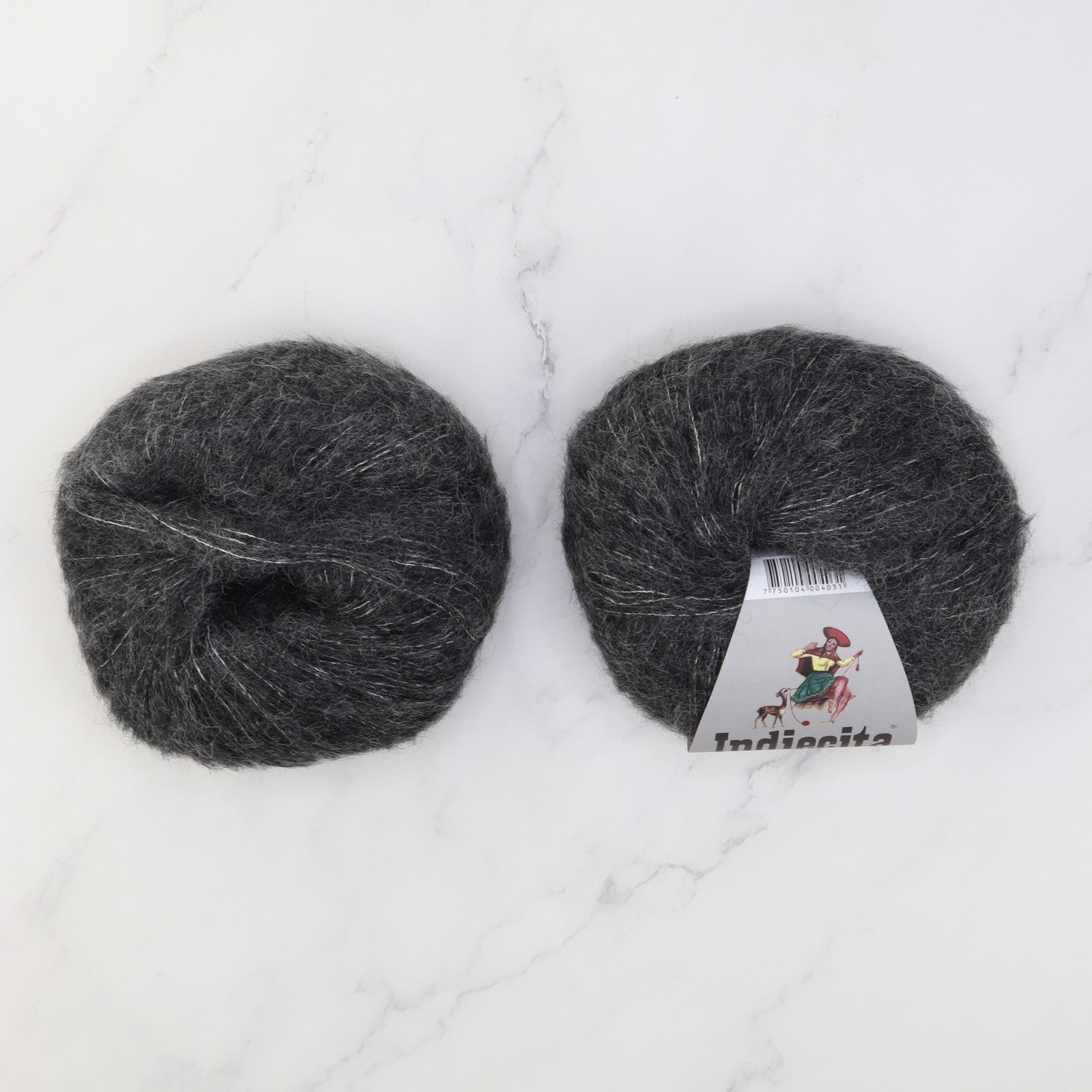 Alpaca Yarns Indiecita Baby Suri Silk Brushed in colourway Undyed Charcoal – 4ply weight alpaca, silk yarn