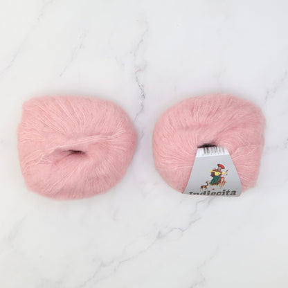 Alpaca Yarns Indiecita Baby Suri Silk Brushed in colourway Pale Pink – 4ply weight alpaca, silk yarn
