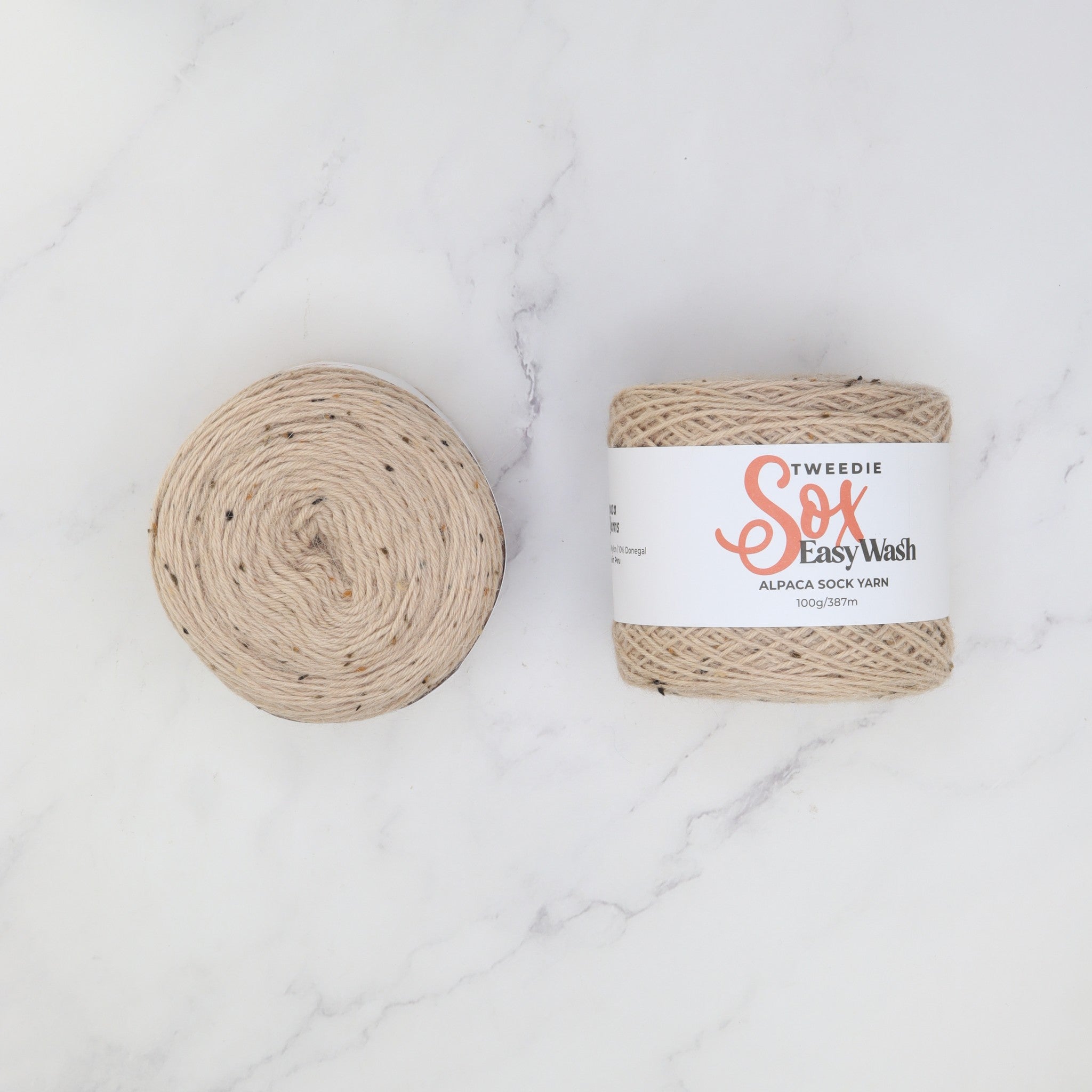Alpaca Yarns Tweedie Sox Easy Wash in colourway Oatmeal 207 – 4ply weight alpaca, nylon, wool yarn