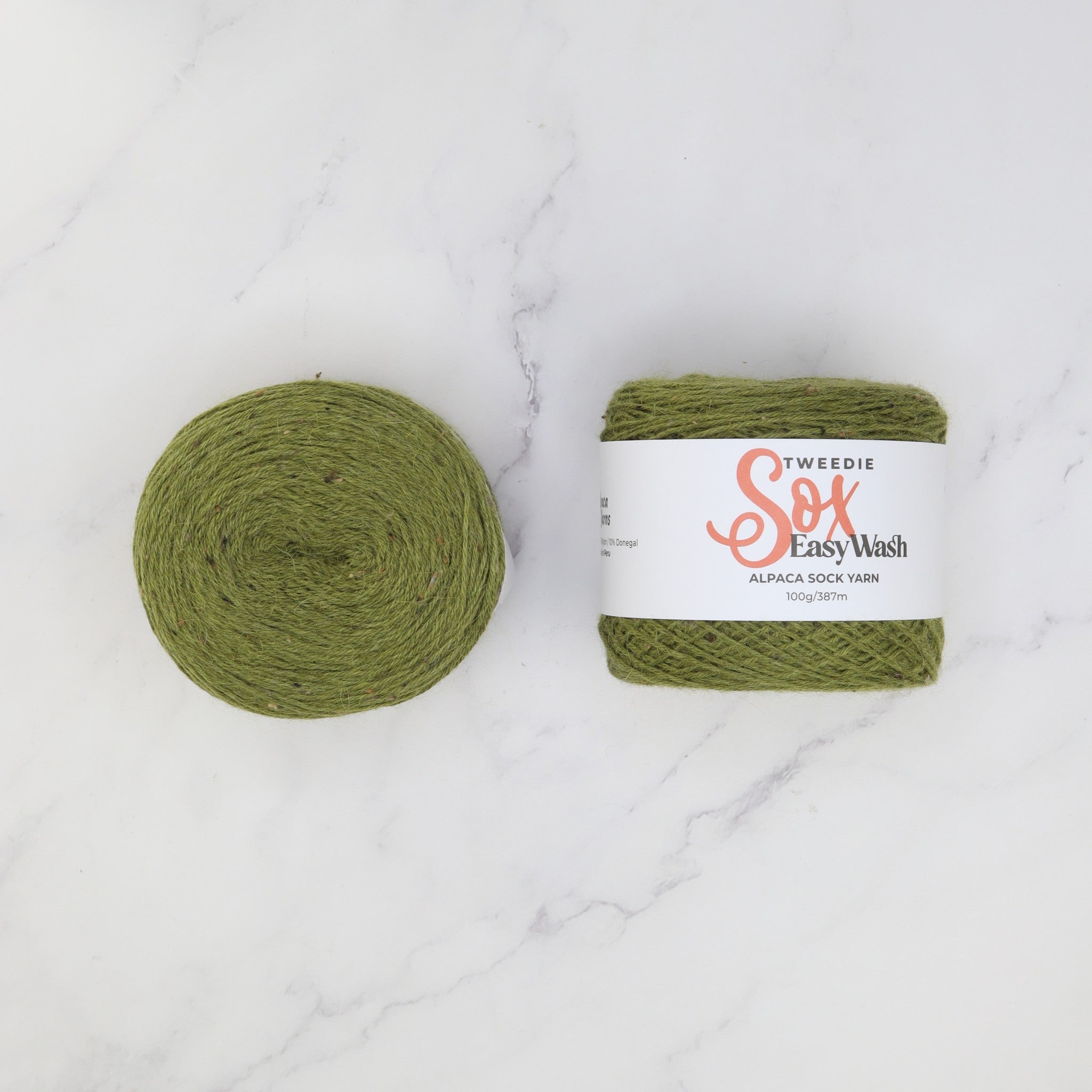 Alpaca Yarns Tweedie Sox Easy Wash in colourway Olive 2612 – 4ply weight alpaca, nylon, wool yarn