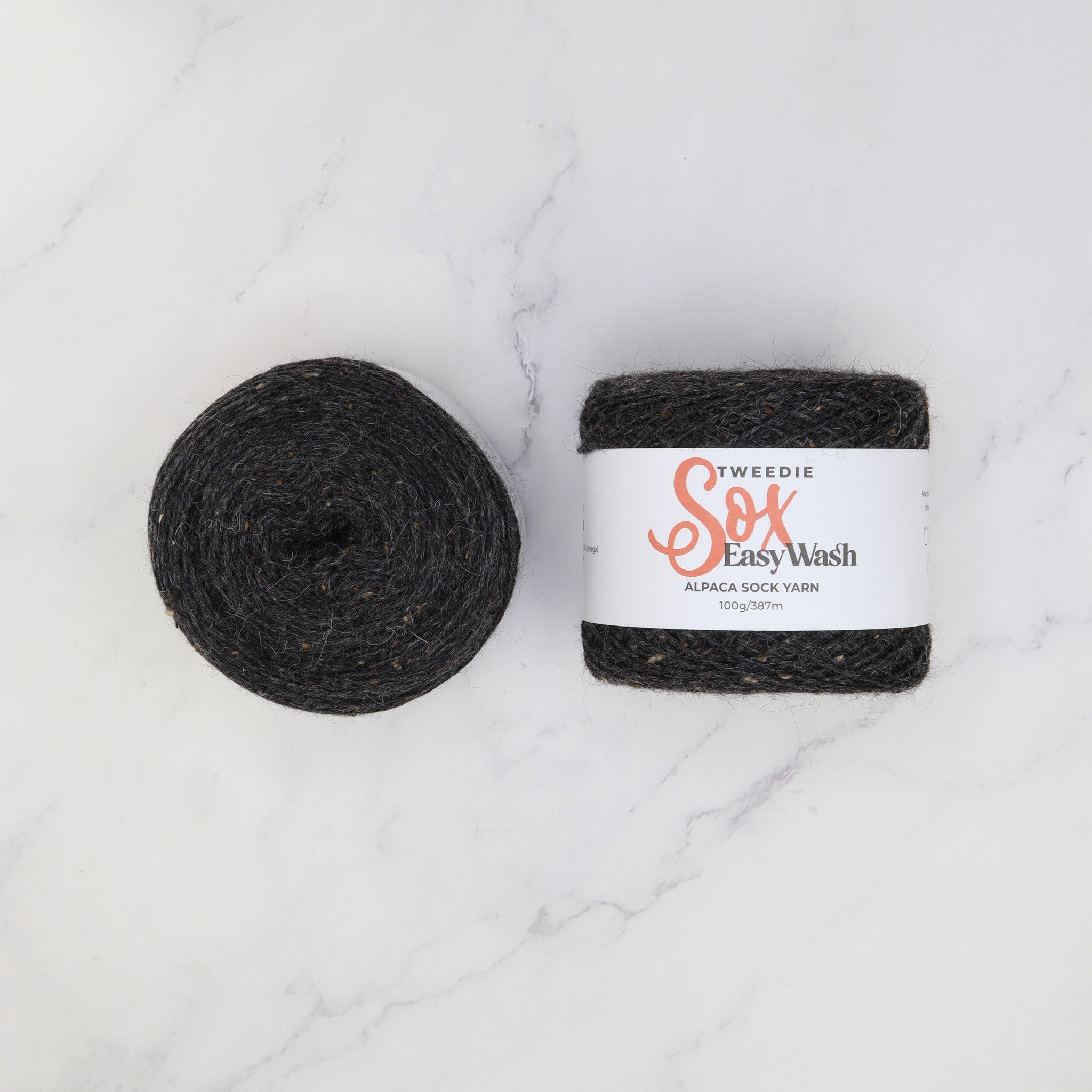 Alpaca Yarns Tweedie Sox Easy Wash in colourway Charcoal 403 – 4ply weight alpaca, nylon, wool yarn