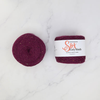 Alpaca Yarns Tweedie Sox Easy Wash in colourway Aubergine 9235 – 4ply weight alpaca, nylon, wool yarn