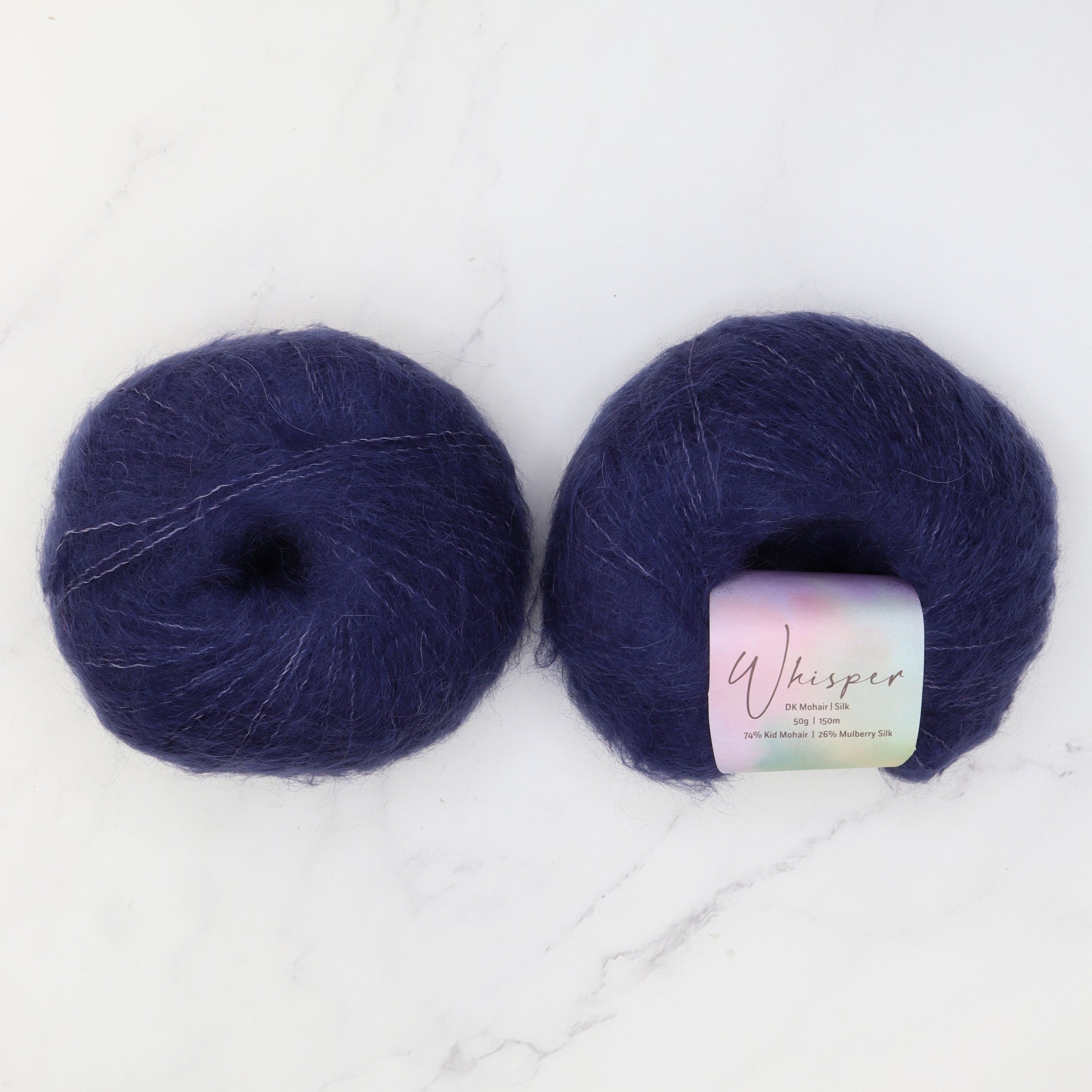 Alpaca Yarns Whisper DK in colourway Bright Navy – 8ply weight mohair, silk yarn