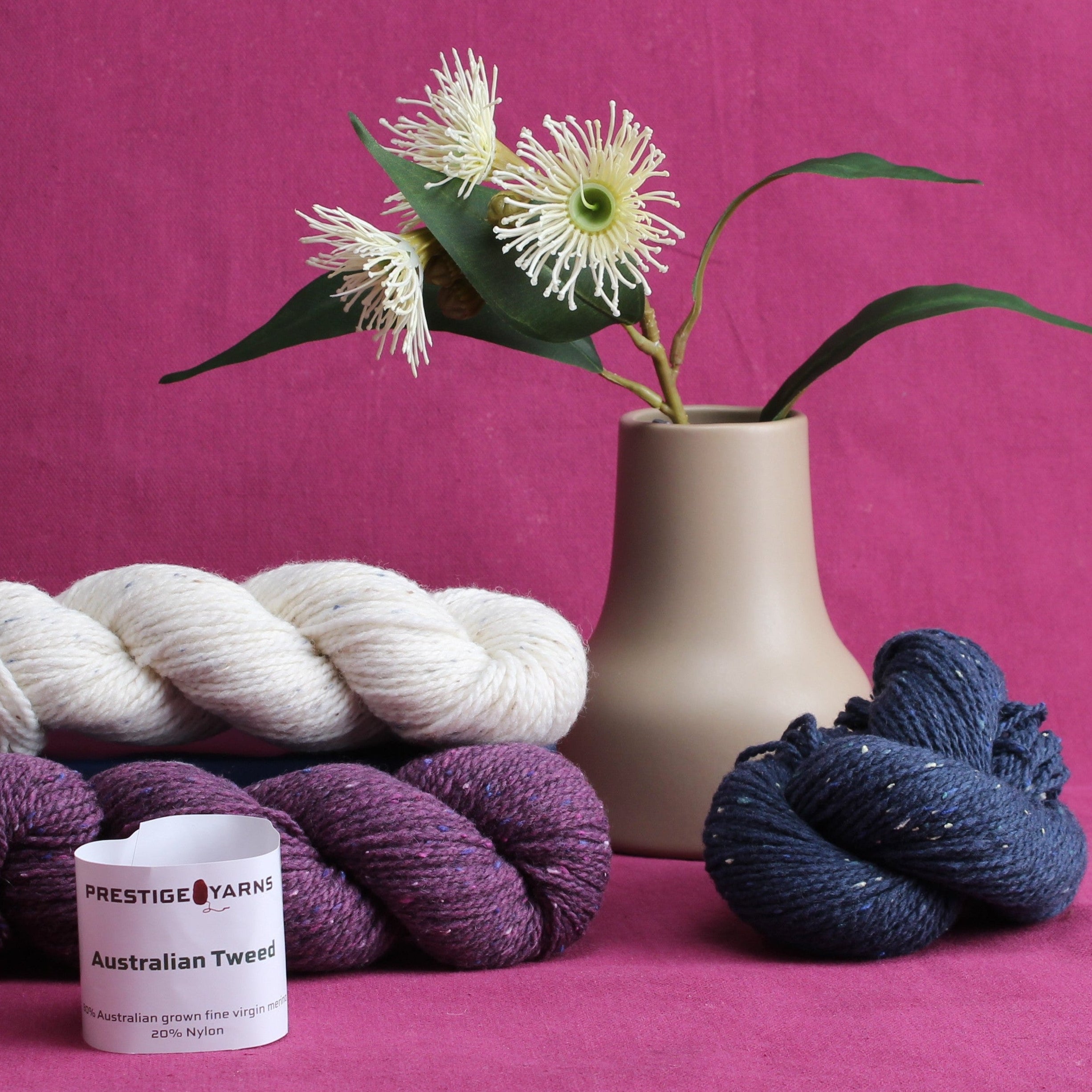 Prestige Yarns Australian Tweed – 8ply weight merino, nylon yarn