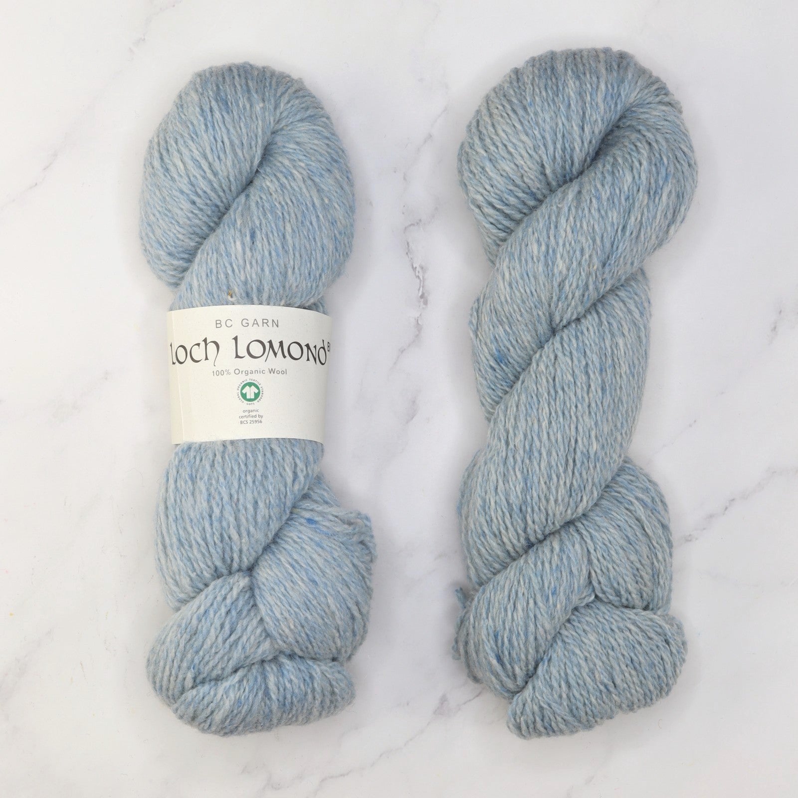BC Garn Loch Lomond GOTS in colourway Baby Blue – 8ply weight wool yarn