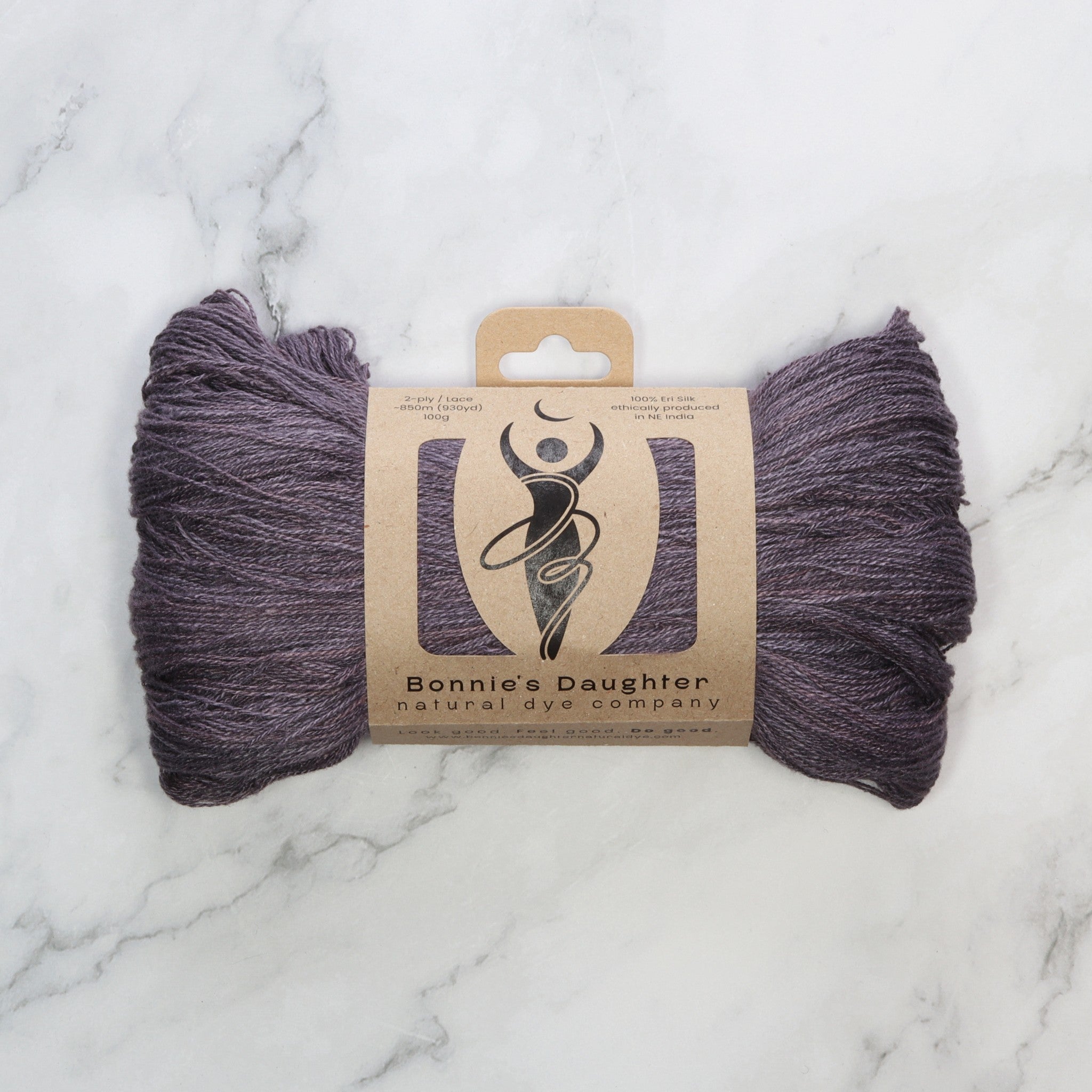 Bonnie's Daughter Eri Silk 2ply Lace in colourway Black Iris – 2ply weight silk yarn