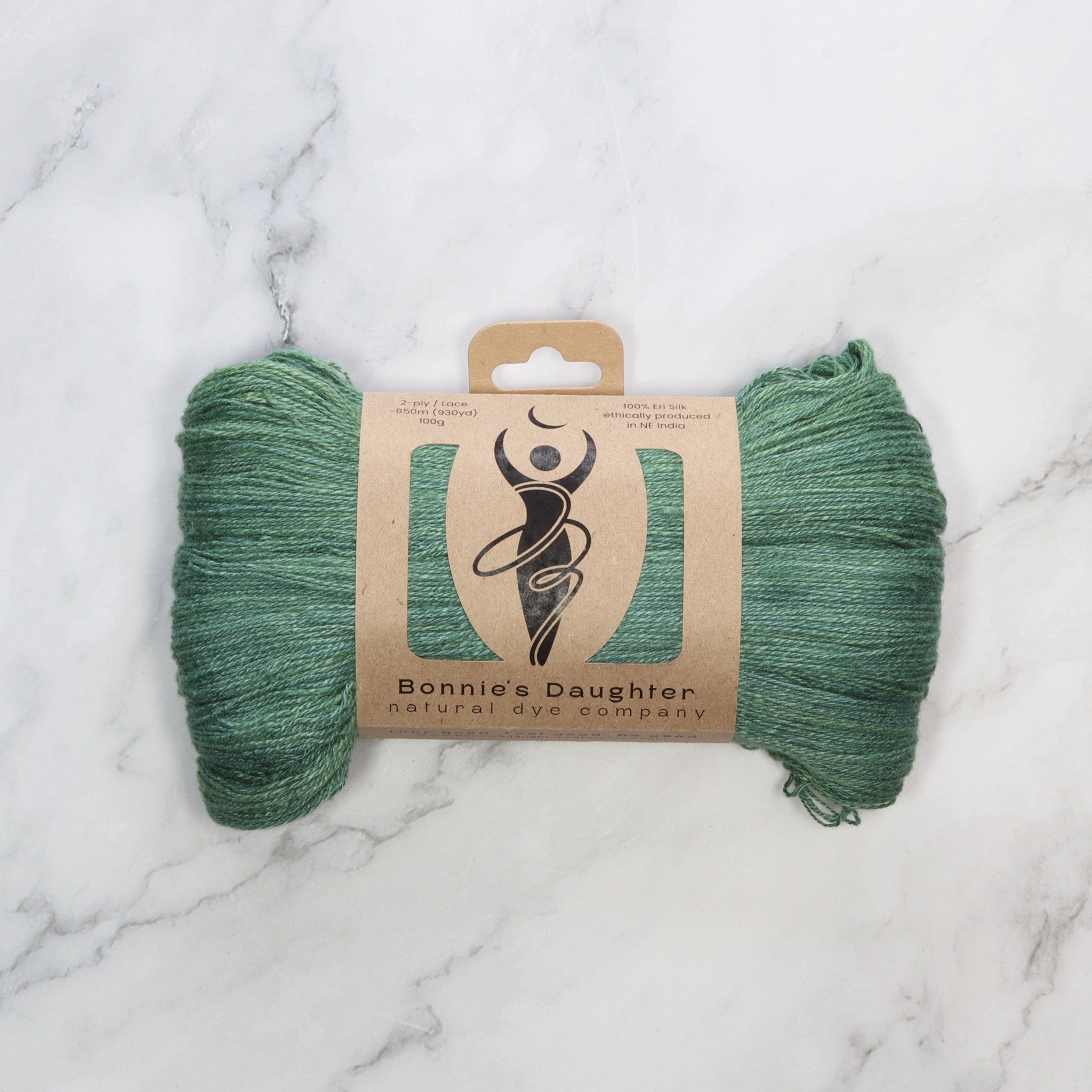 Bonnie's Daughter Eri Silk 2ply Lace in colourway Emerald Depths – 2ply weight silk yarn