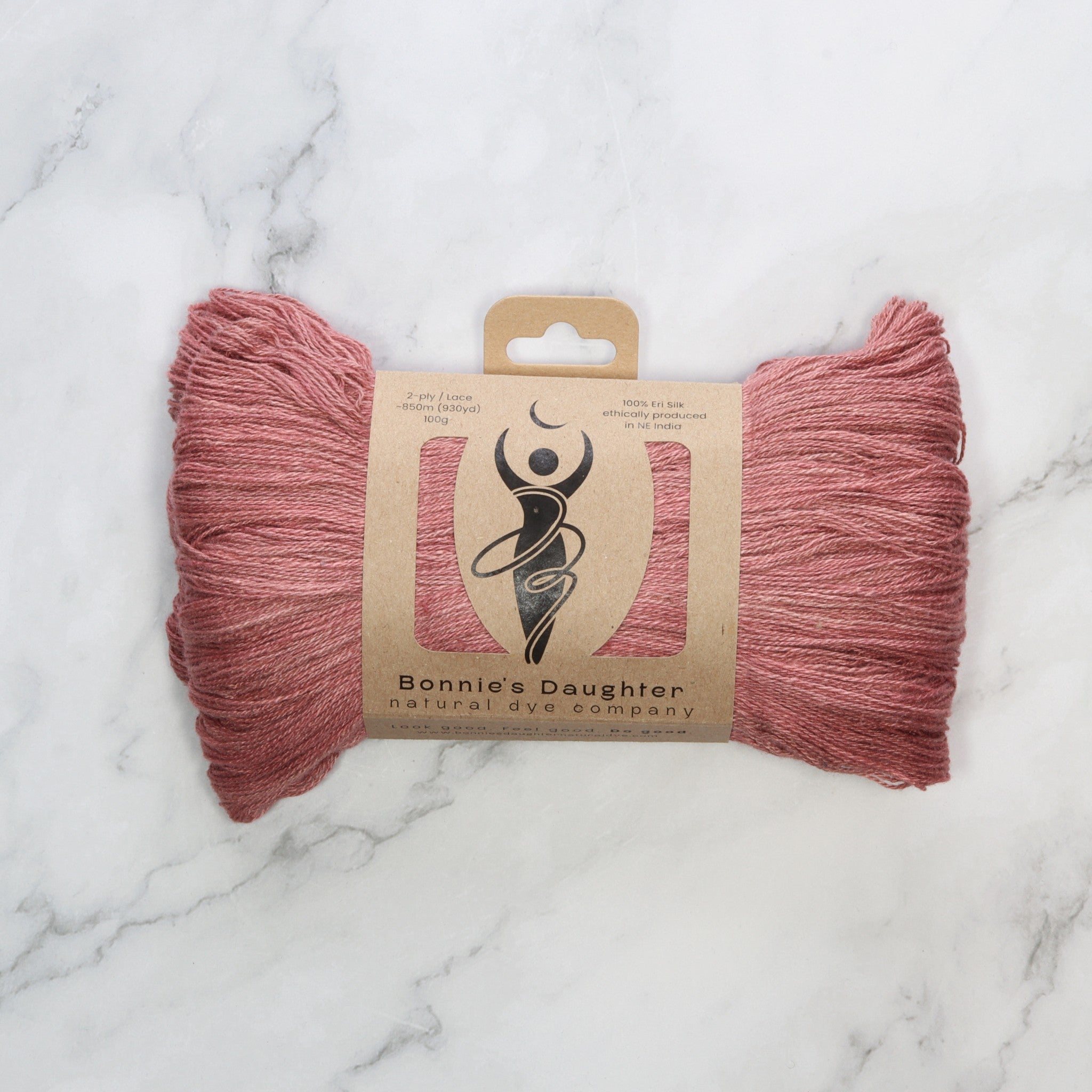 Bonnie's Daughter Eri Silk 2ply Lace in colourway Raspberry Cocoa – 2ply weight silk yarn