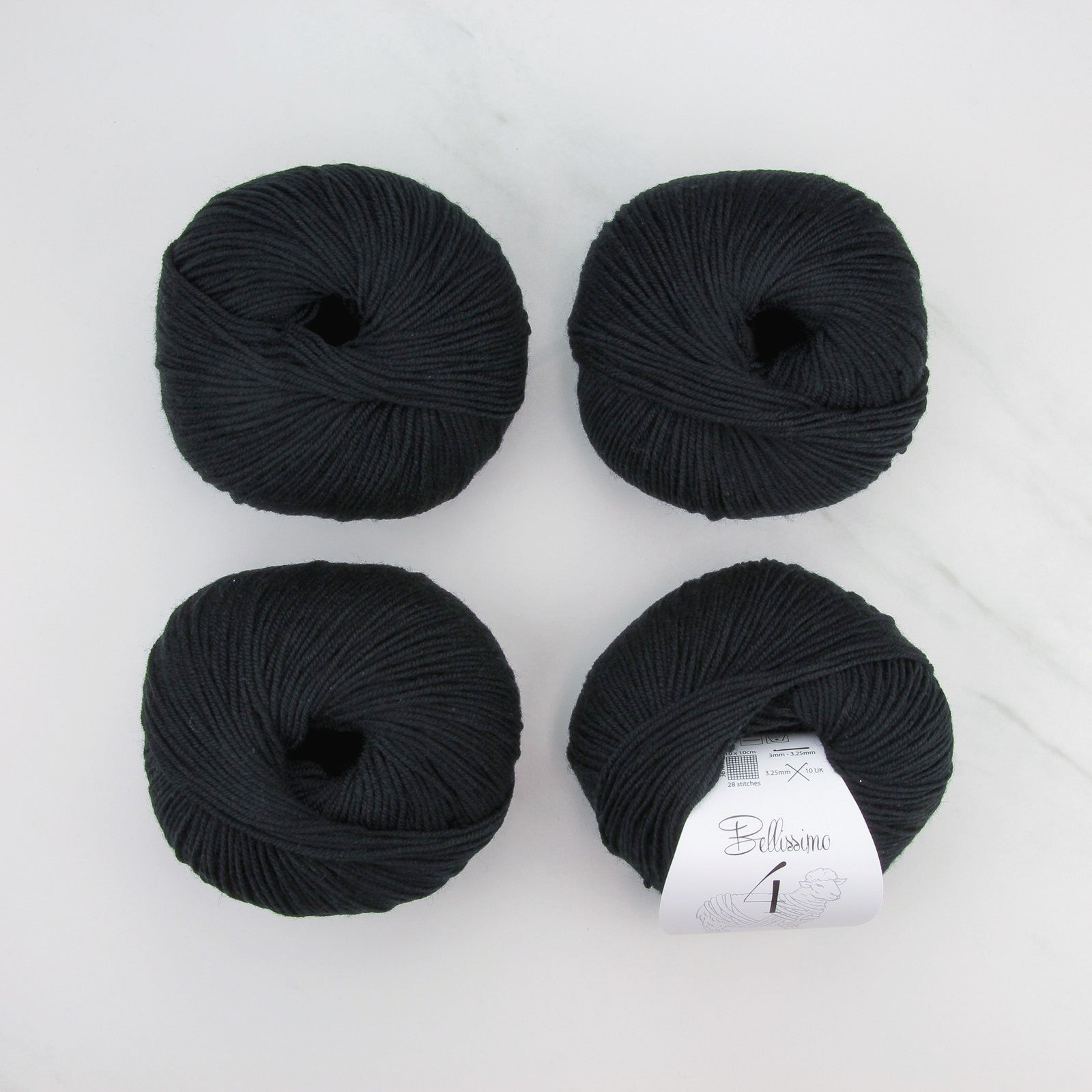 Bellissimo 4 in colourway Black – 4ply weight merino yarn