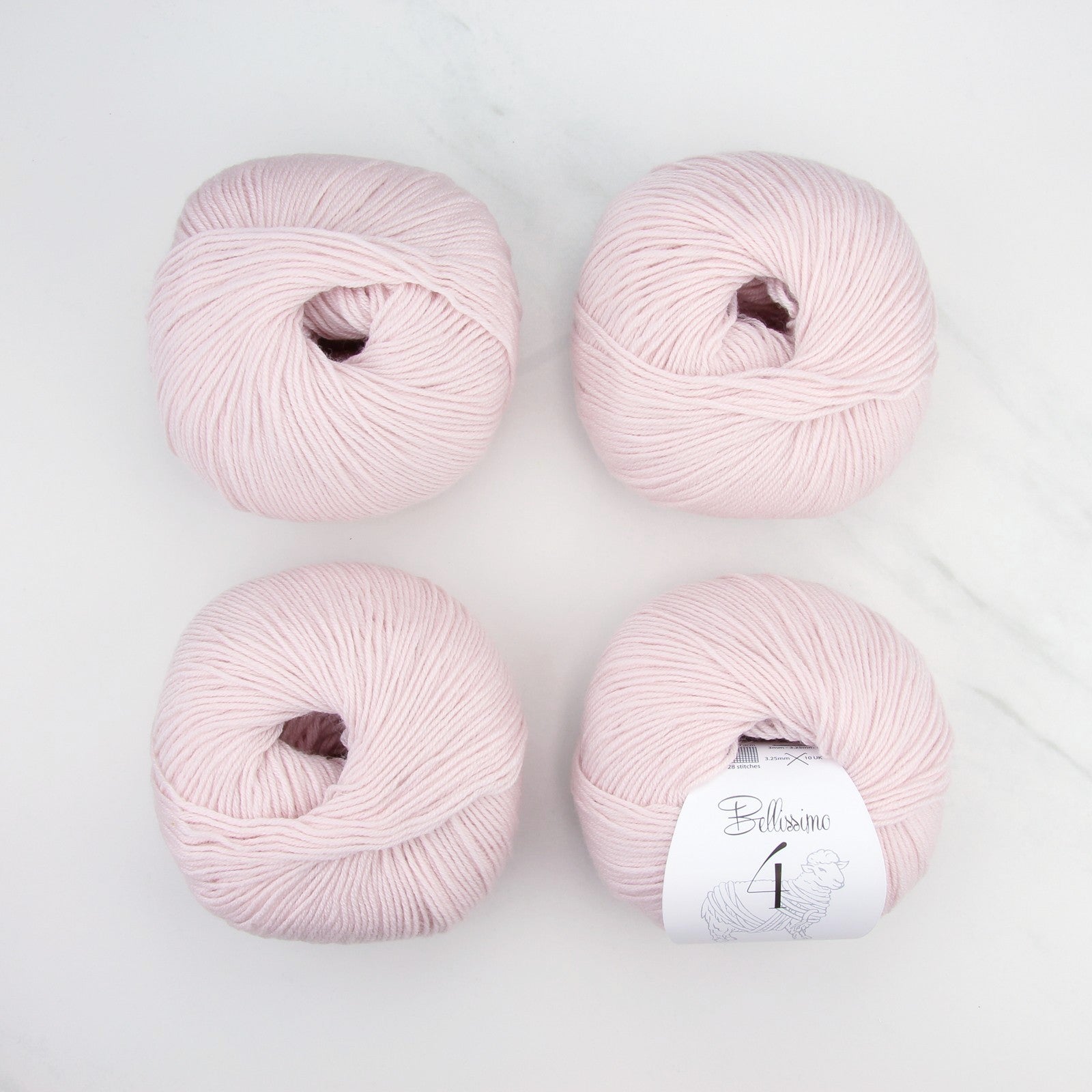 Bellissimo 4 in colourway Pale Pink – 4ply weight merino yarn