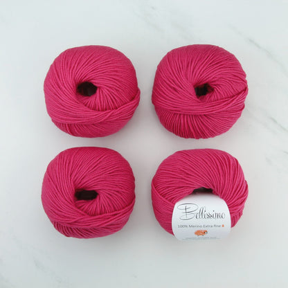 Bellissimo 8 in colourway Fuschia – 8ply weight merino yarn