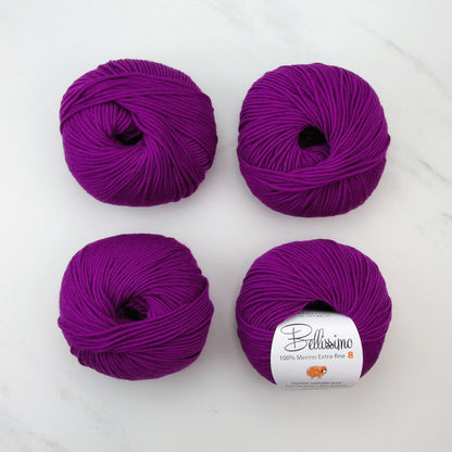 Bellissimo 8 in colourway Purple – 8ply weight merino yarn