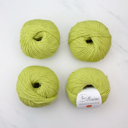 Bellissimo 8 in colourway Chartreuse – 8ply weight merino yarn