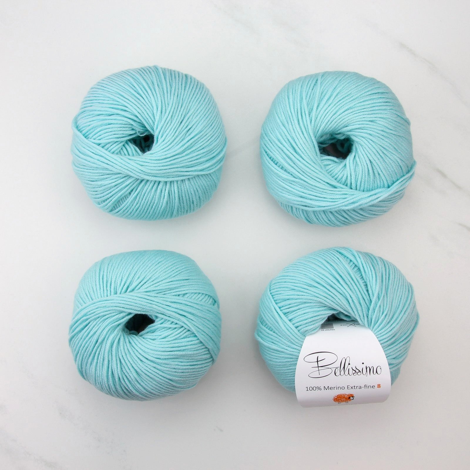 Bellissimo 8 in colourway Aqua – 8ply weight merino yarn