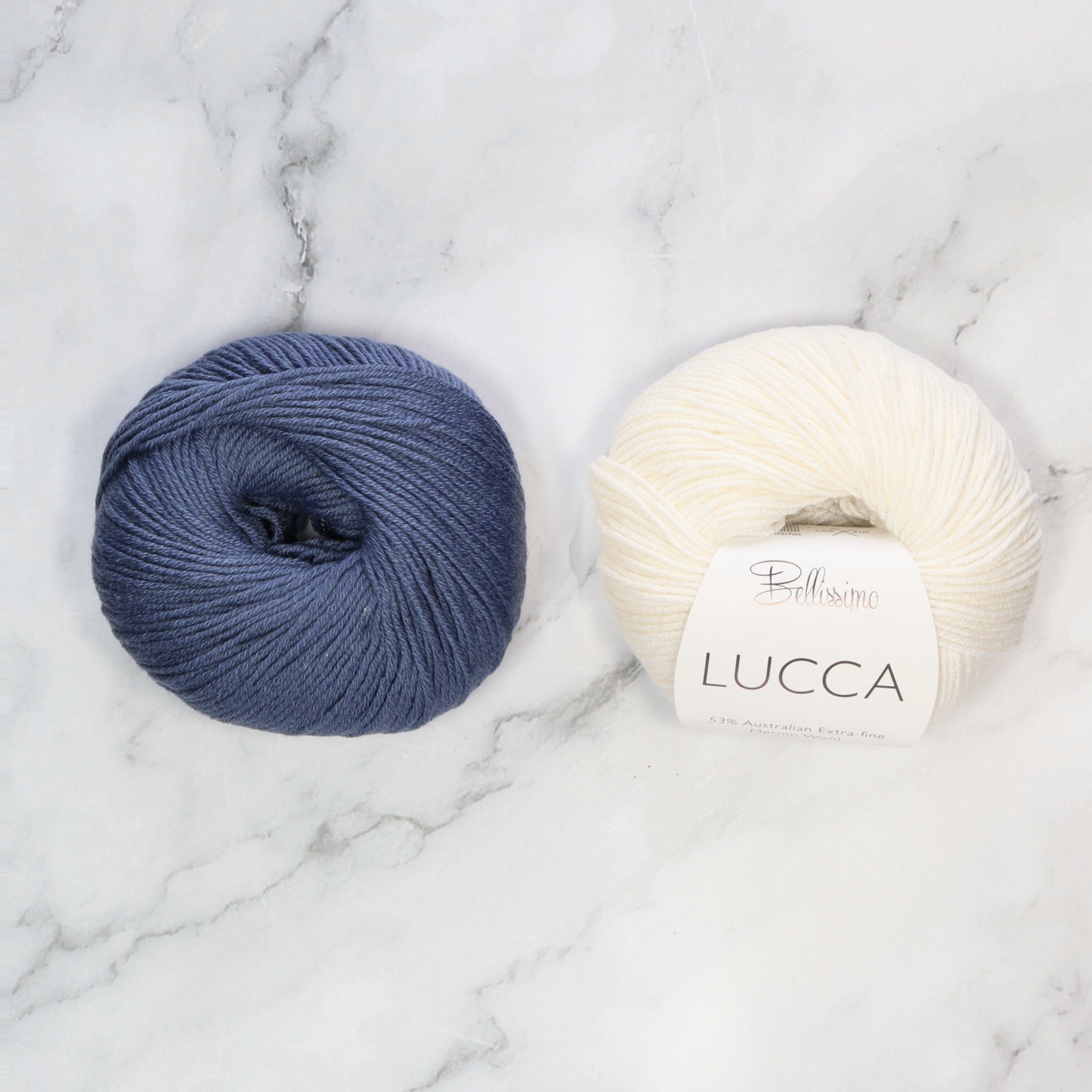 French Macaroon kit in Lucca, colourway Denim/White